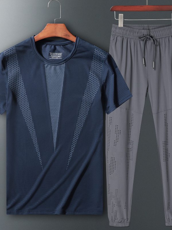 Two-piece short-sleeved sportswear T-shirt trousers set