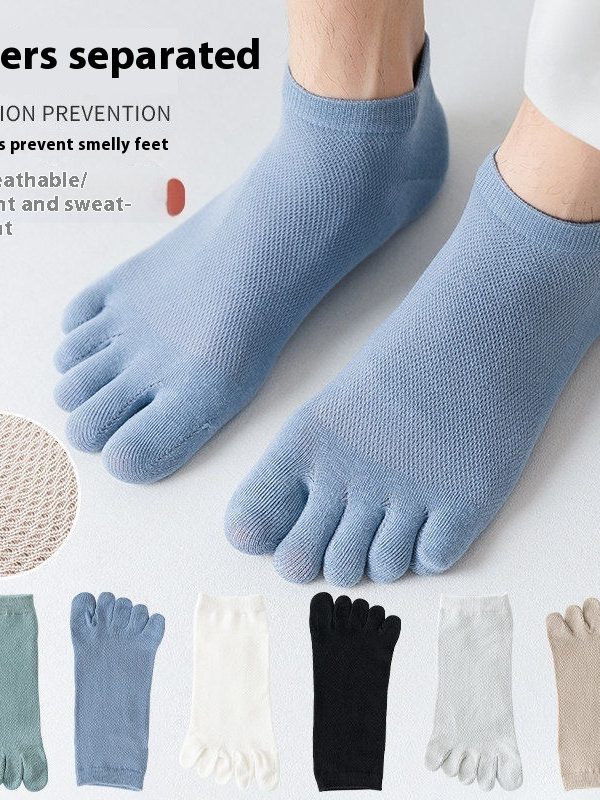 Toe Socks Men's Thin Moisture Wicking Breathable Ankle Socks