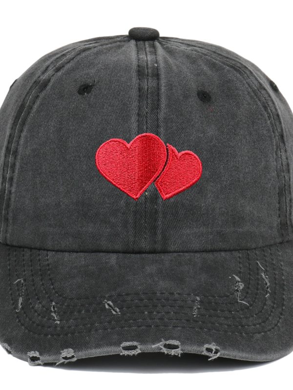 Retro Tattered Jeans Washed Love Embroidered Baseball Cap