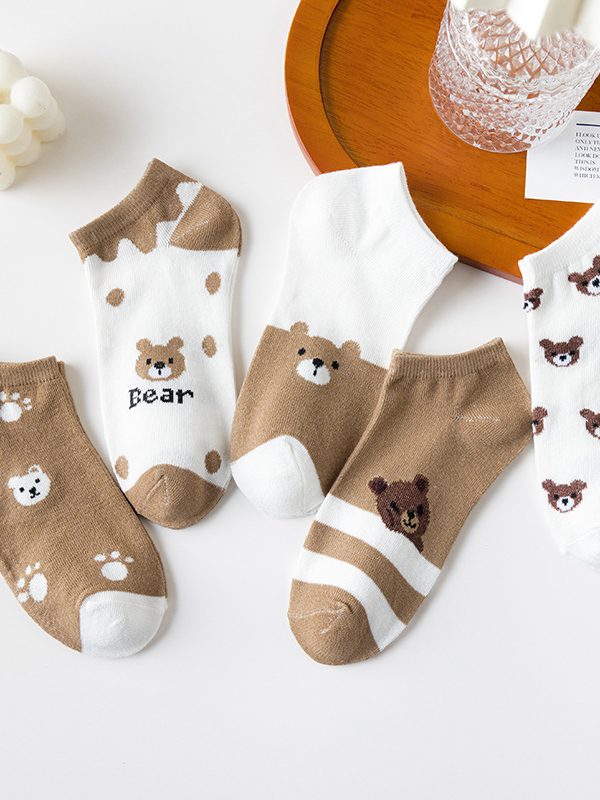 Low-cut Cartoon Cute Brown Bear Socks Japanese Women