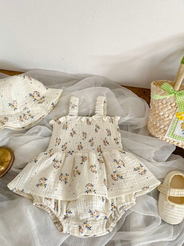 ملابس صيفية للأطفال رداء أطفال بزخارف زهرية جميلة