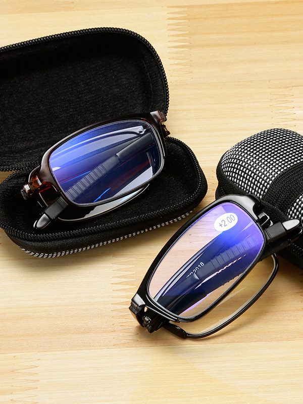 نظارات قراءة قابلة للطي محمولة باللون الأزرق للرجال والنساء