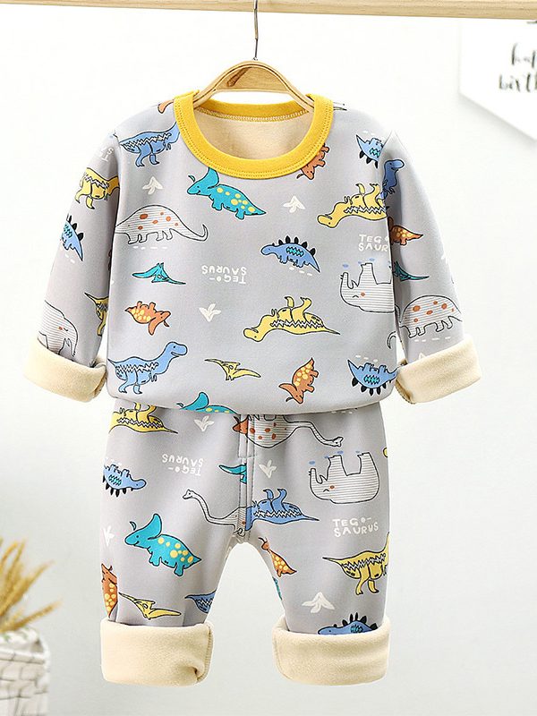 ملابس خريفية دافئة سميكة للأطفال سراويل طويلة مجموعة ملابس منزلية للأطفال