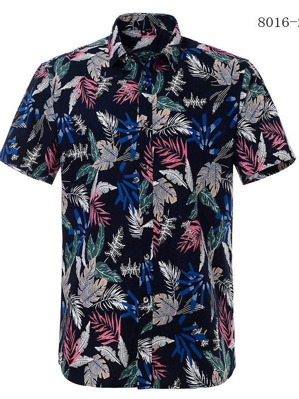 Printed short-sleeved shirt men's European beach