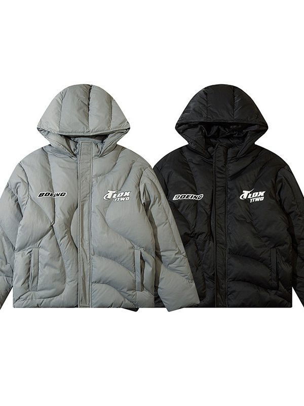 Men's New Quality Printed Hooded Irregular Thread Pressing Cotton Suit