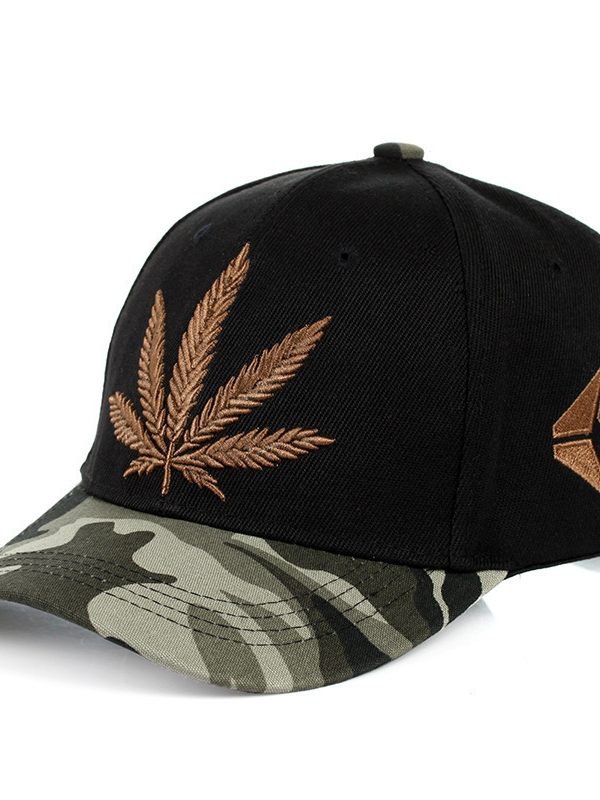 Simple Green Maple Leaf Hemp Leaf Caps Men And Women Baseball Caps Shopping