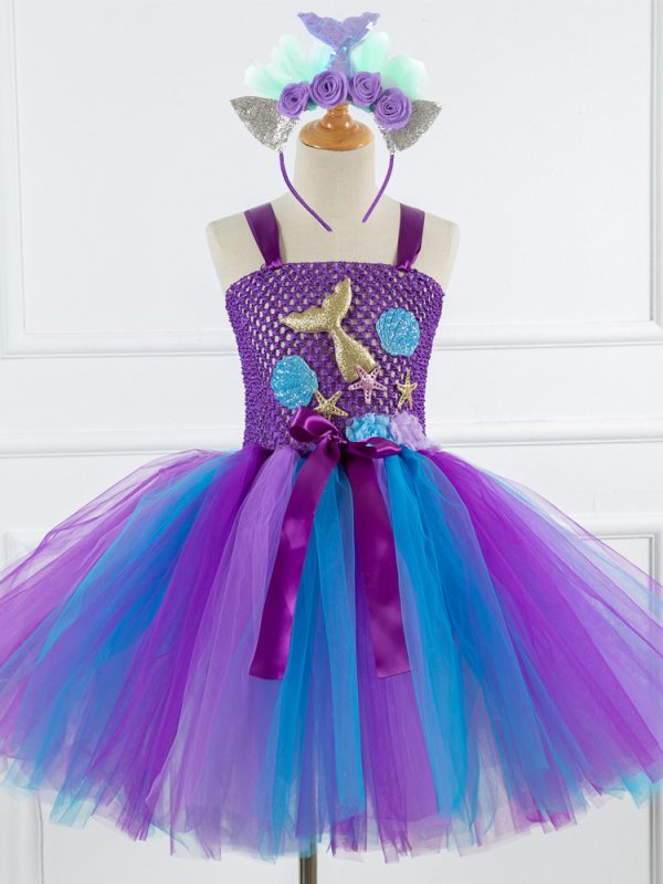 فستان الأميرة من خيوط شبكية للفتيات حورية البحر