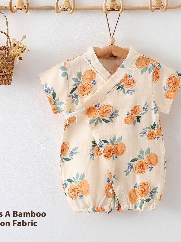 Baby Jumpsuit Summer Clothing Class A Bamboo Cotton Gauze Thin Air Conditioning Room Clothes