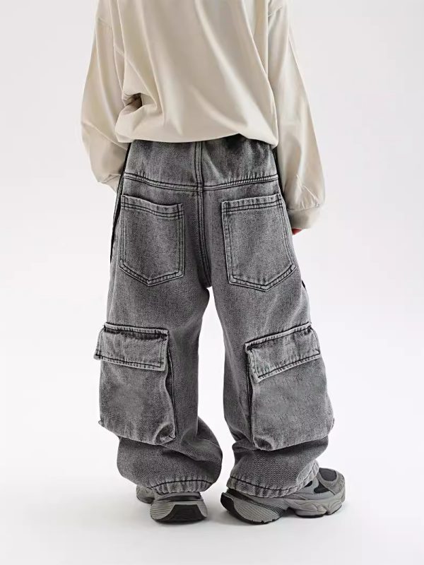 Autumn And Winter New Children Fleece Padded Jeans Warm