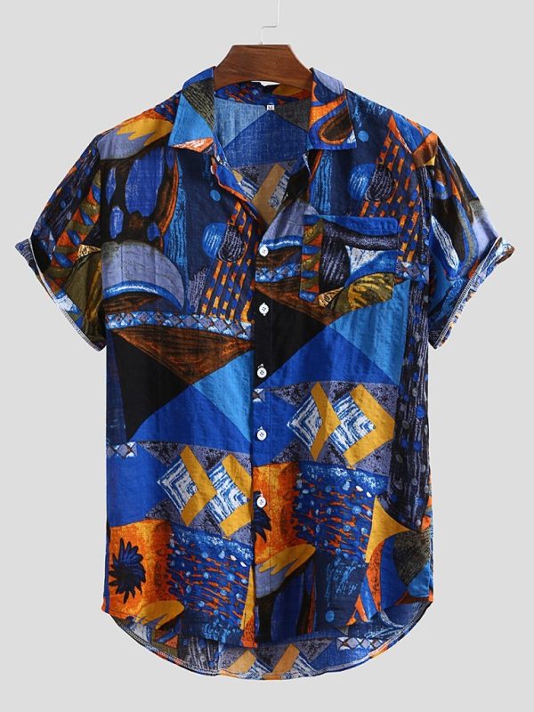 Shirt men's floral cardigan short sleeves