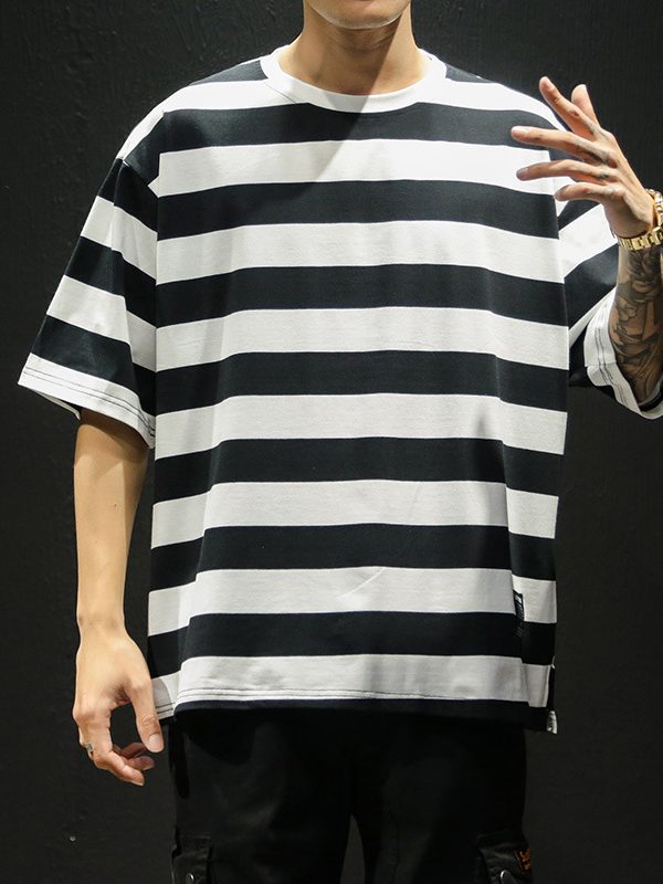 Men's striped short-sleeved T-shirt