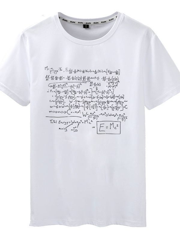 تي شيرت كاجوال مطبوع عليه صيغة هندسية