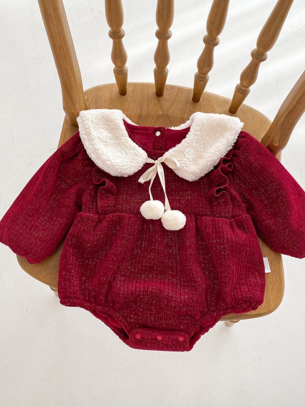 Clothes For Babies Fleece-lined Baby Girl Jumpsuit Onesie