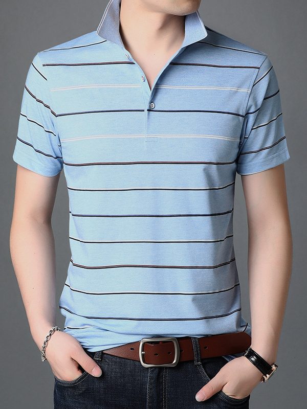 Men's spring and summer striped short sleeves