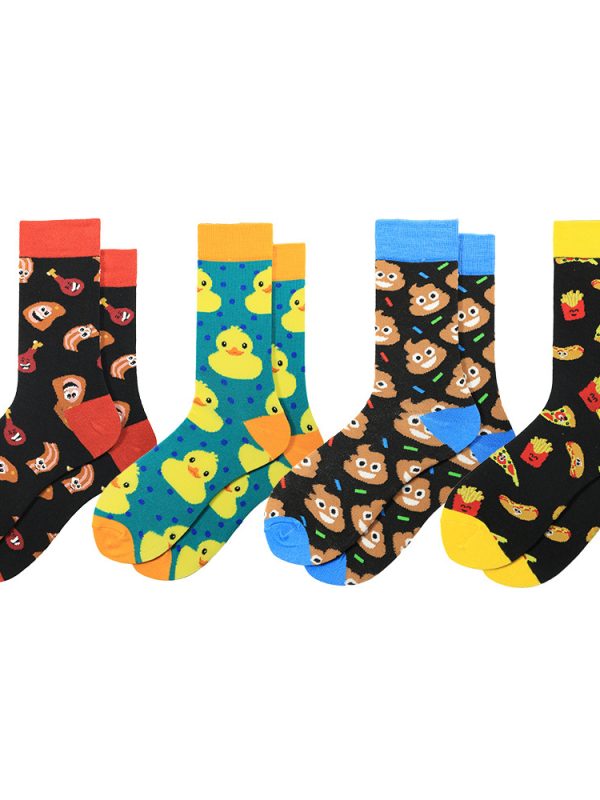 New Colorful Personality Small Yellow Duck Fashion Trendy Socks Cross-border Men's Mid-calf Length Sock