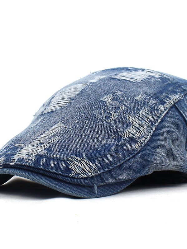 Edging Distressed Beret Fashion Holes Duck Tongue Hat