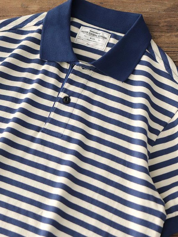 تيشيرت صيفي فضفاض بأكمام قصيرة مخطط للرجال بتصميم كلاسيكي كاجوال