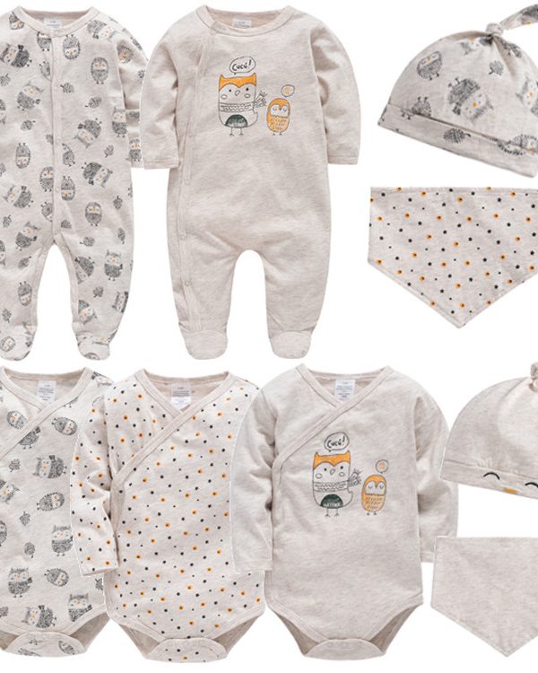 Romper Full Cardigan Monk Clothes Baby One-piece Romper Color Cotton Suit