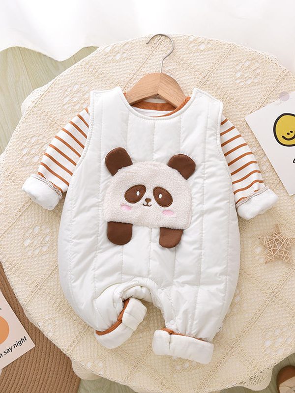 بدلة أطفال سميكة ومدفأة ملابس خريفية وشتوية بدلة أطفال مبطنة بالفليس ملابس شتوية لحديثي الولادة