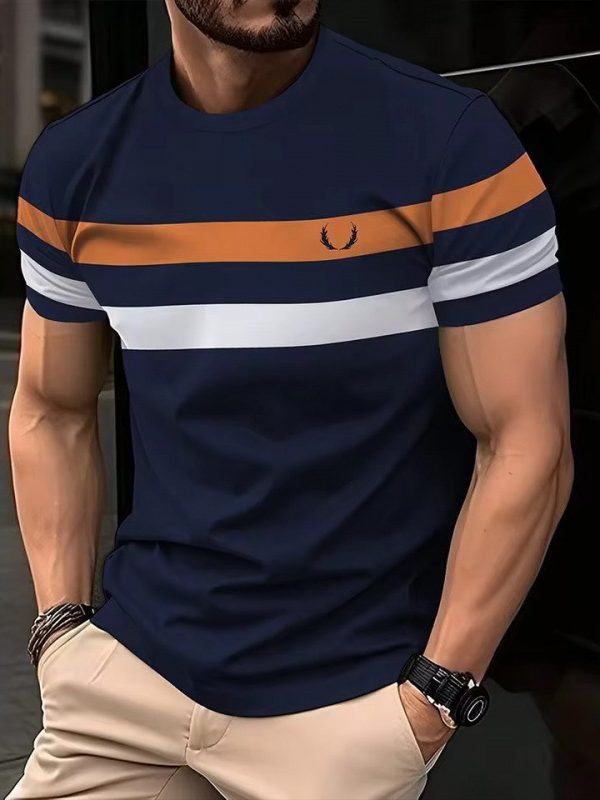 تي شيرت رجالي بسيط بأكمام قصيرة ورقبة دائرية وشبكة فضفاضة قابلة للتنفس