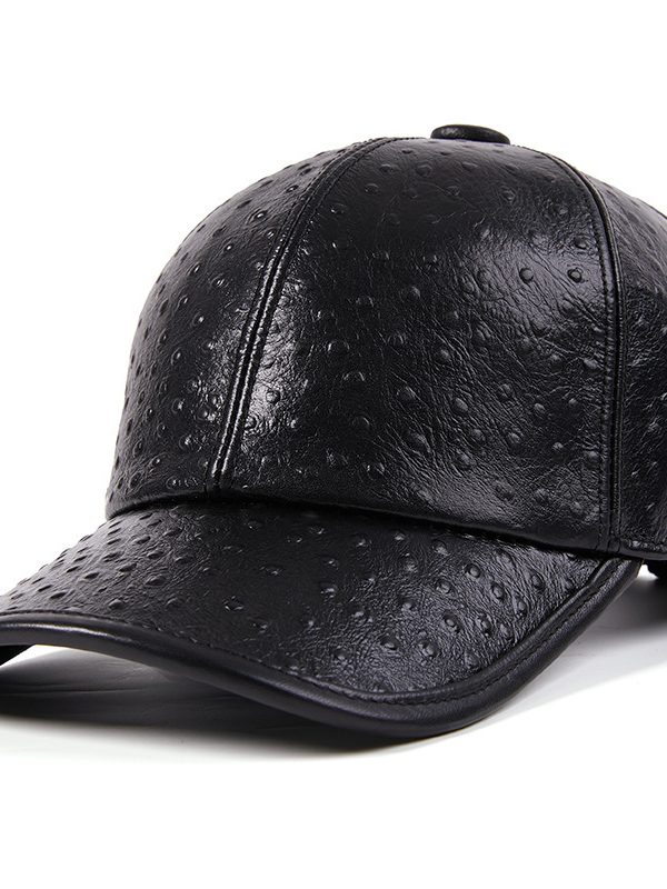 Men's Warm Ostrich Pattern Cowhide Baseball Hat