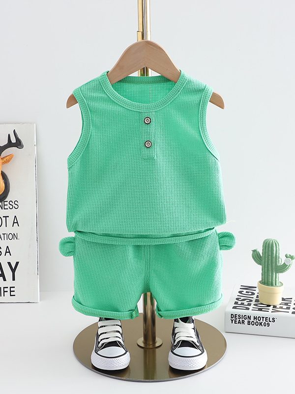 Western Style Little Boy Clothes Children Baby Summer Clothing Sleeveless Two-piece Suit