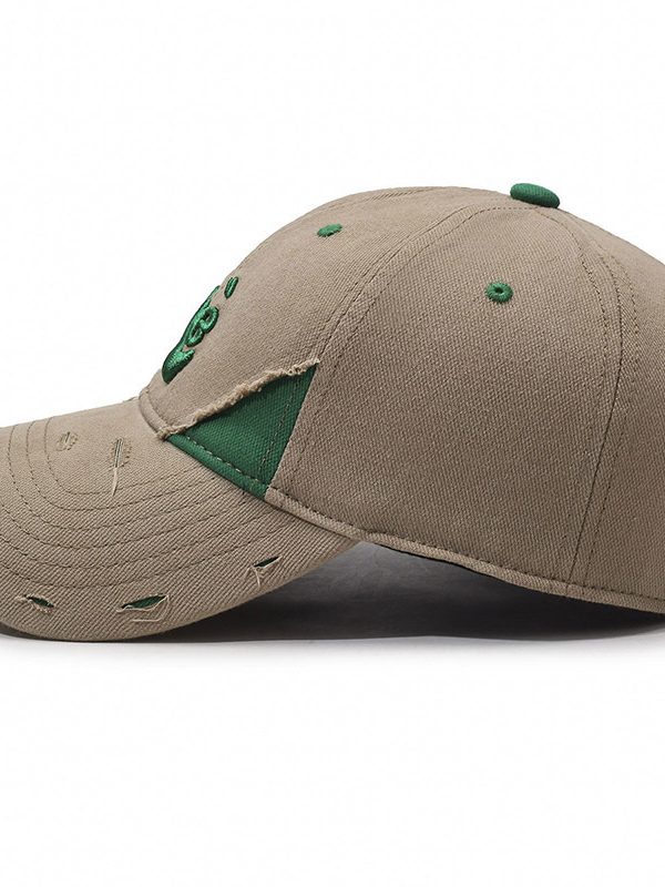 Korean Style Ripped Special Letter Embroidered Baseball Cap Big Brim
