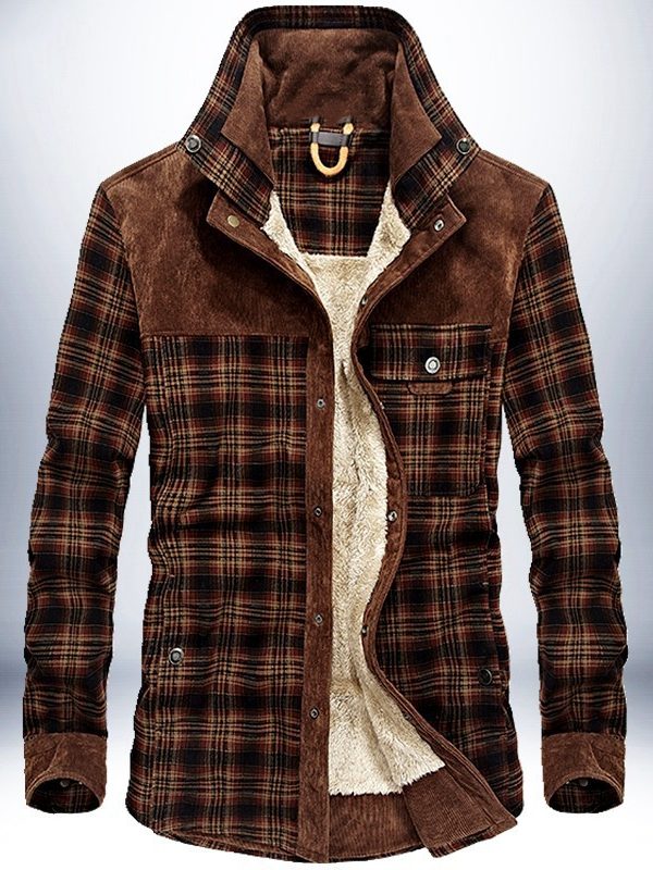 Winter Jacket Men Thicken Warm Fleece Jackets Coats Pure Cotton Plaid Jacket Military Clothes