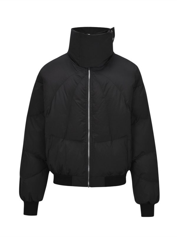 Solid Color Turtleneck Cotton-padded Coat Men's Street Winter Loose Casual Stand Collar Top