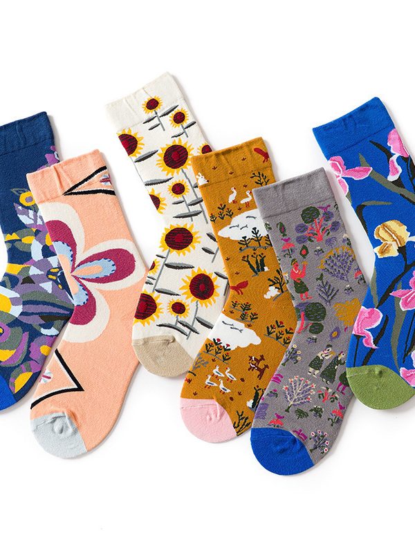 جوارب رجالية متوسطة الطول بتصميم إبداعي، مناسبة للتزلج على الألواح، ورياضة الشارع، وكرة السلة، وجوارب رياضية.