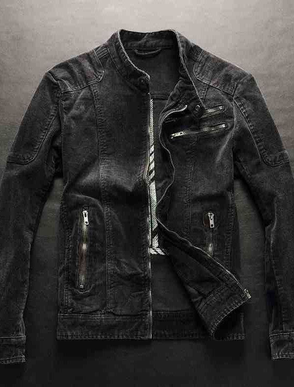 Men's Denim Coat European And American Leisure Vintage Slim-fit Stand Collar Zipper Jacket