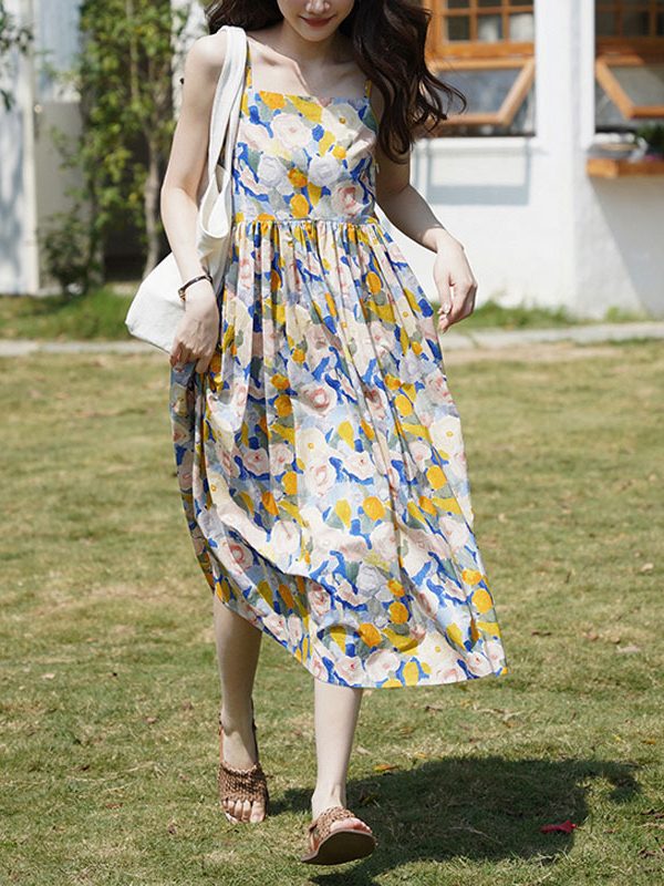 Women's Fashion Retro Casual Printed Dresses