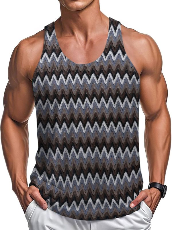 سترة رجالية صيفية كاجوال بتصميم كلاسيكي بألوان متباينة وخطوط مموجة من القماش