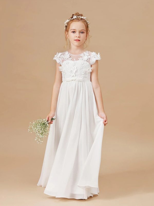 Kids Dress Ladies White Flower Girl Wedding