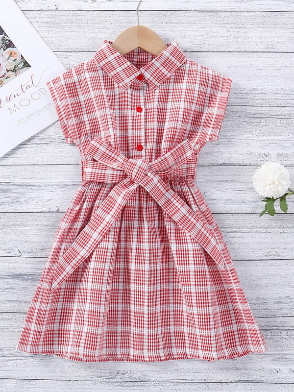 Girls' Plaid Fashion Personality Western Princess Dress