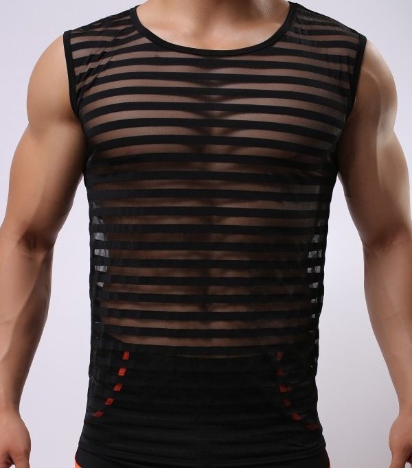 Elastic Nylon Fashion Strip Narrow Back Round Neck Vest