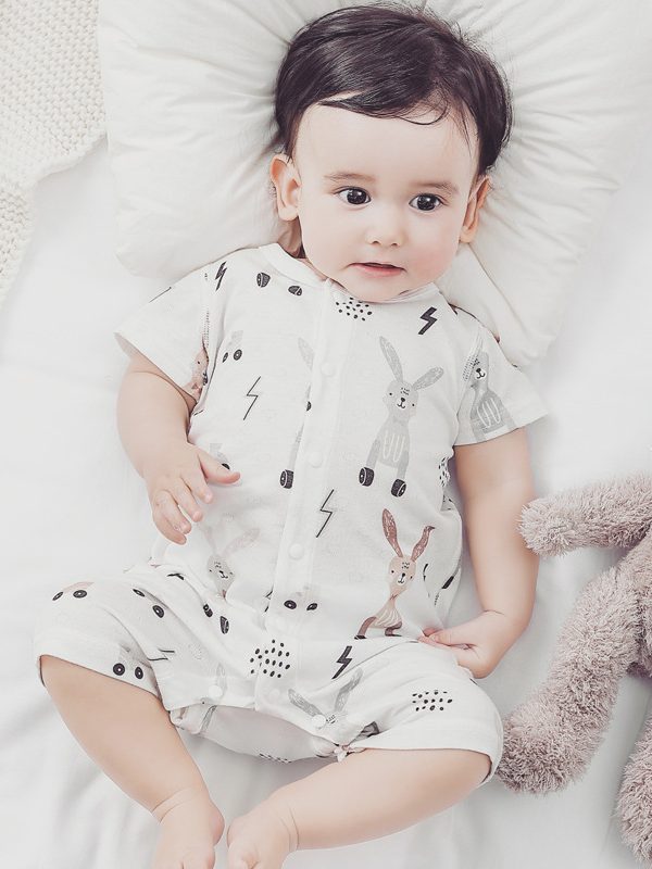 ملابس أطفال من ألياف الخيزران بأكمام قصيرة صيفية