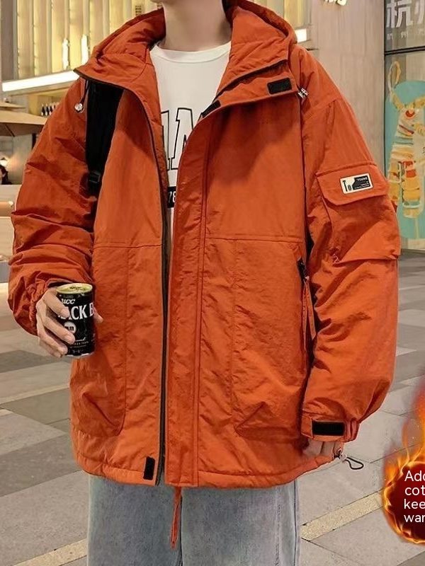 Plus Size Cotton Coat Men's Winter New Hooded Padded Cotton Coat Korean Style