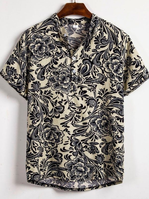 Men's plus size floral short sleeve shirt