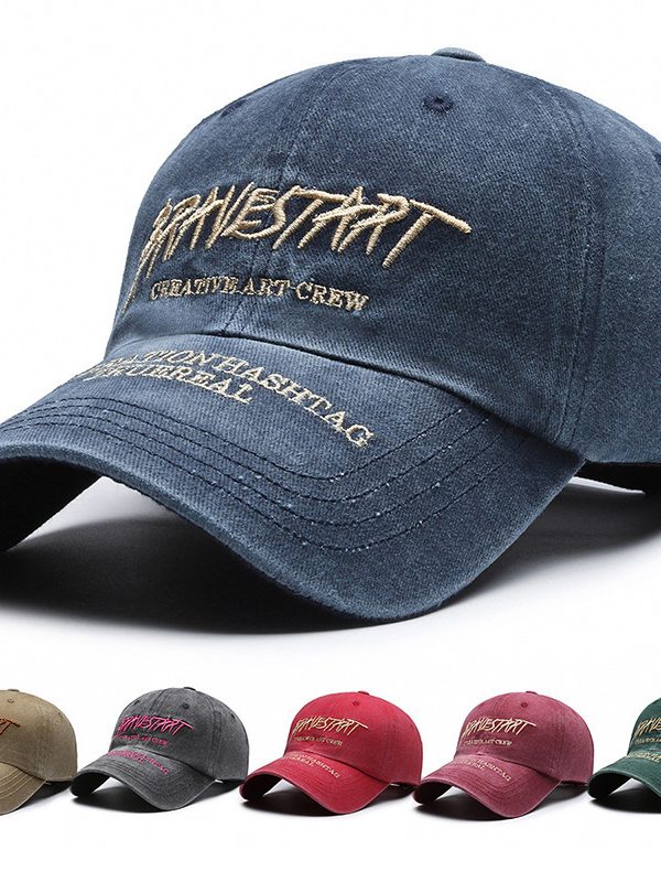 Faded Washed Distressed Baseball Cap Embroidered Letters
