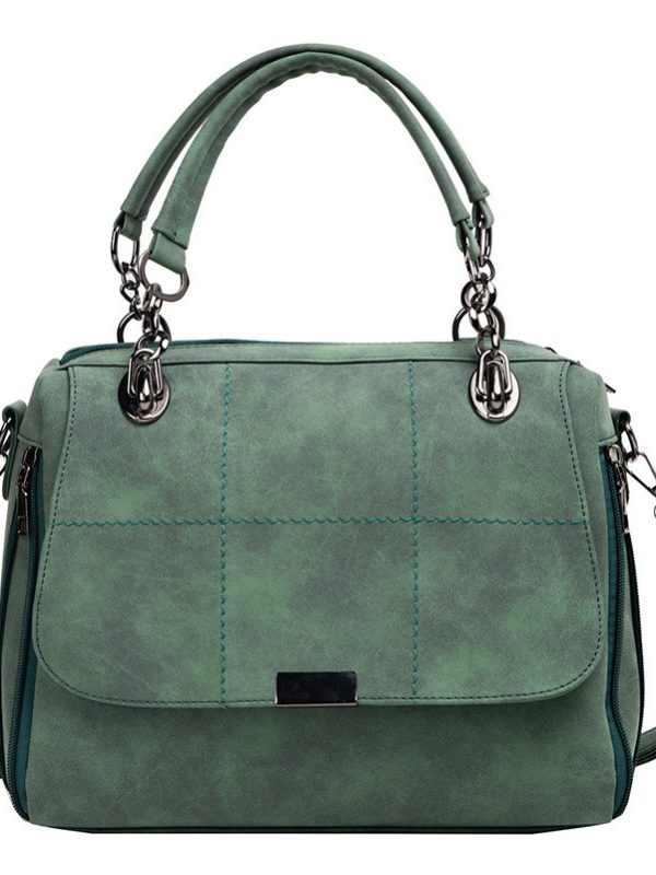 Matte Women  Scrub Female Shoulder Bags Large Capacity Matcha Green PU Leather Lady Totes Boston Bag for Travel Hand Bags