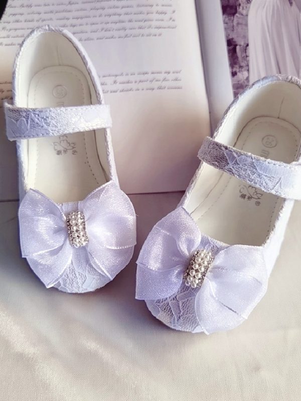 Princess Shoes Bow Lace Wedding Flower Girl