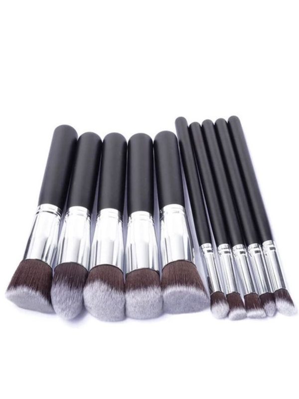 مجموعة فرش المكياج المحمولة بمقبض خشبي وأدوات التجميل