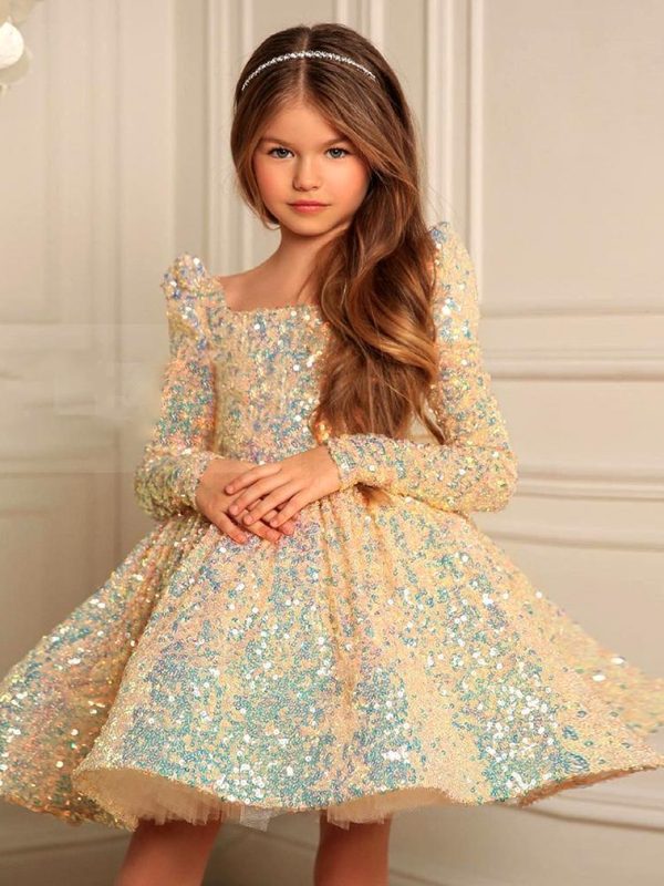Children's Dress Female New Costume Flower Girl Long-sleeved Catwalk Princess