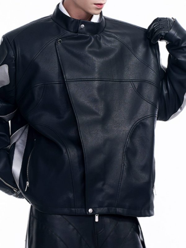 Oblique Placket Motorcycle Jacket