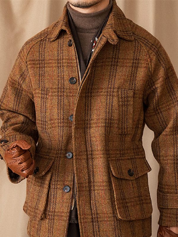 Safari Jacket Tweed Raglan Sleeve Thick Jacket