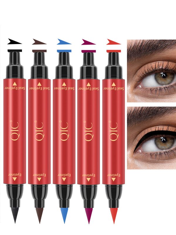 Colorful Double Head Triangular Seal Eyeliner Pen Waterproof And Non Dizzy Makeup