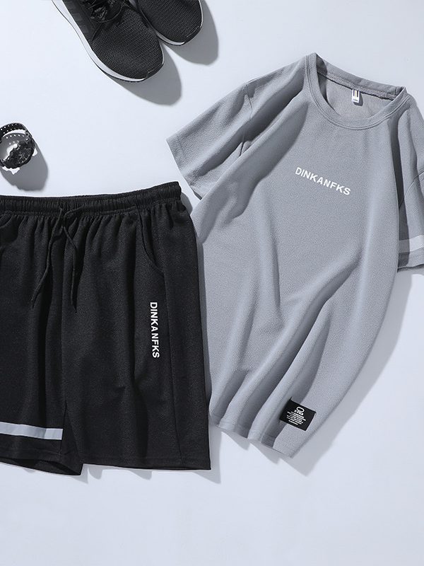 Sports Suit Men's Running Gym Short-sleeved T-shirt Sportswear Two-piece Suit
