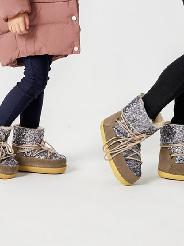 Children's Snow Boots Women's Winter Warm Fleece-lined Sequins