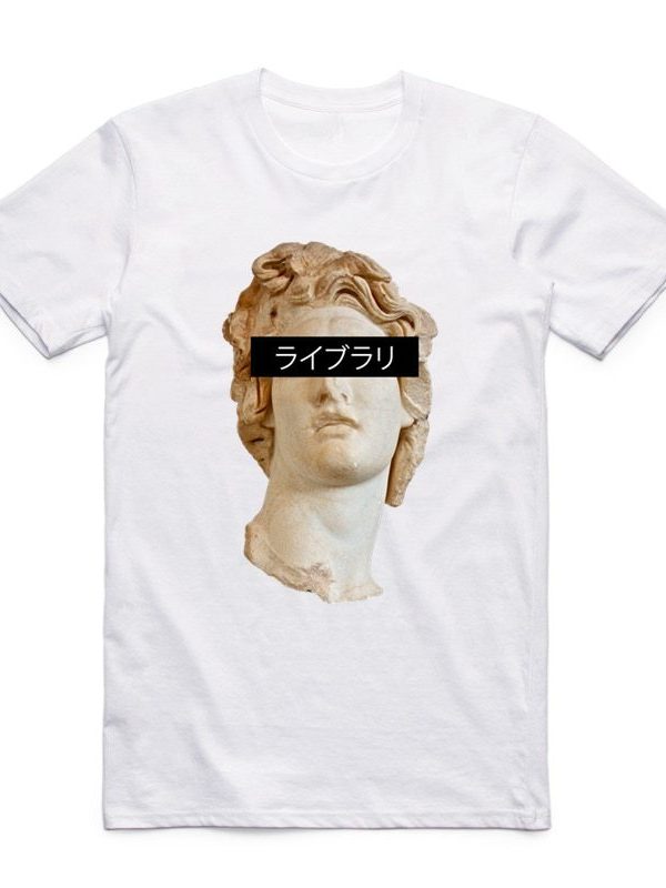 David print fun plus size round neck short sleeves